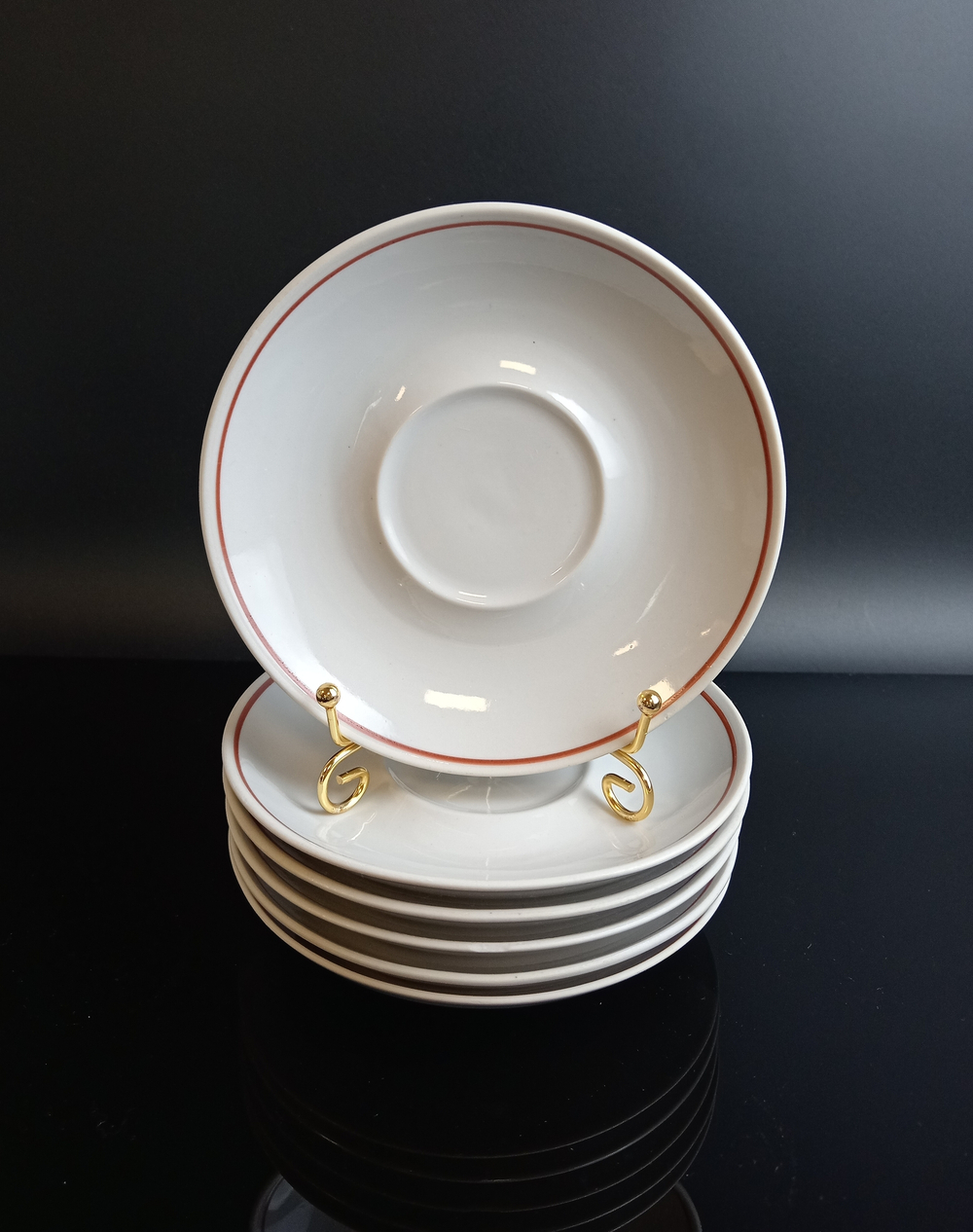 Чайные пары на 6 персон (6 чашечек и 6 блюдец), цветы роспись, Полонский ФЗ, винтаж СССР 1980-1991 гг
