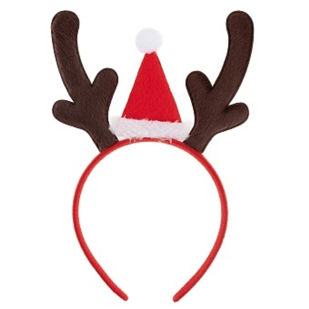 Ободок Оленьи рожки с колпаком Коричневый/Красный