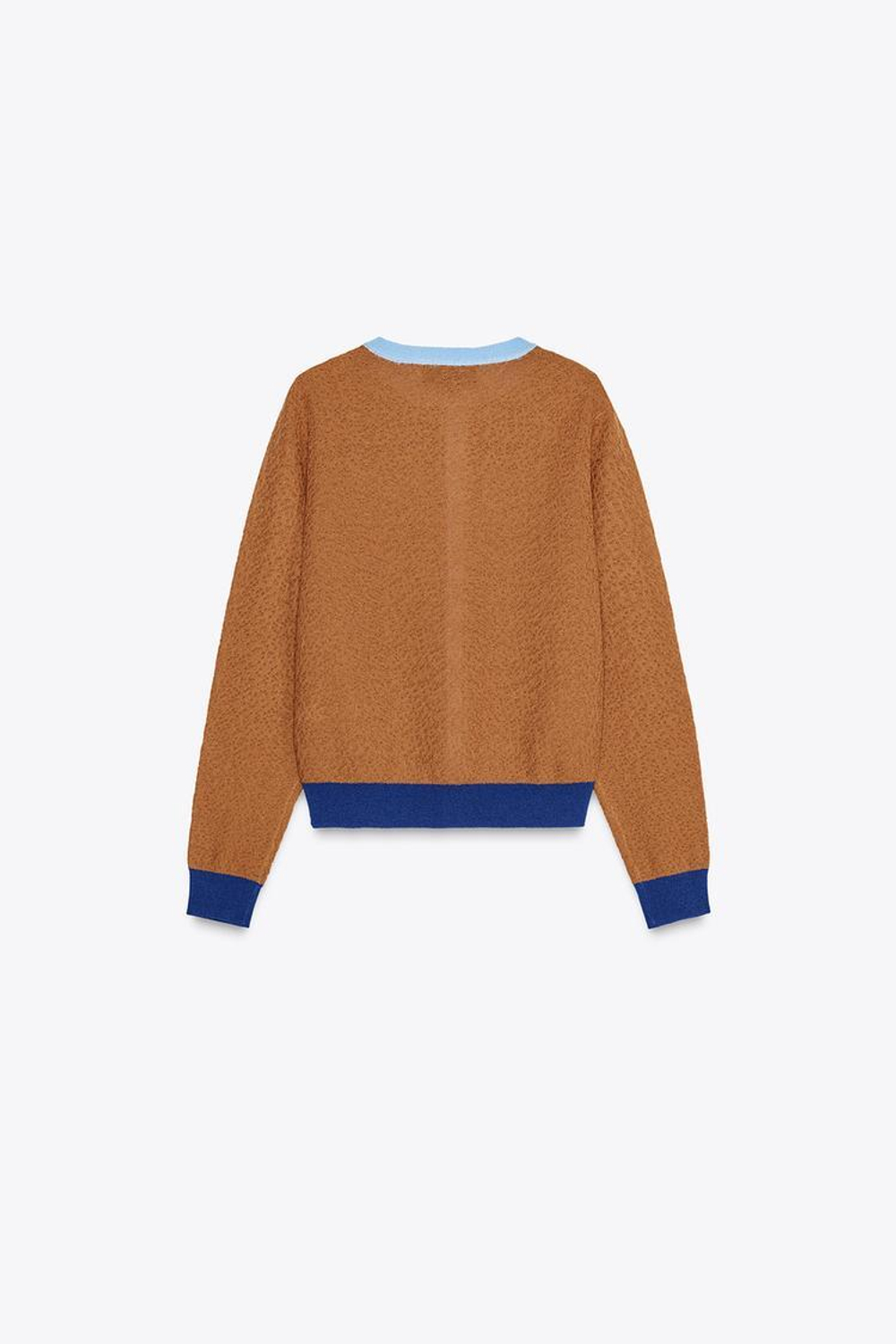 ZARA КАРДИГАН В СТИЛЕ КОЛОР-БЛОК, КОРИЧНЕВО-СИНИЙ