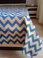Покрывало гобеленовое Зигзаг синий 1,5 спальный (150х200)