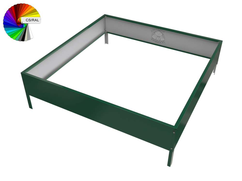 Клумба квадратная оцинкованная 1 ярус с полимерным покрытием