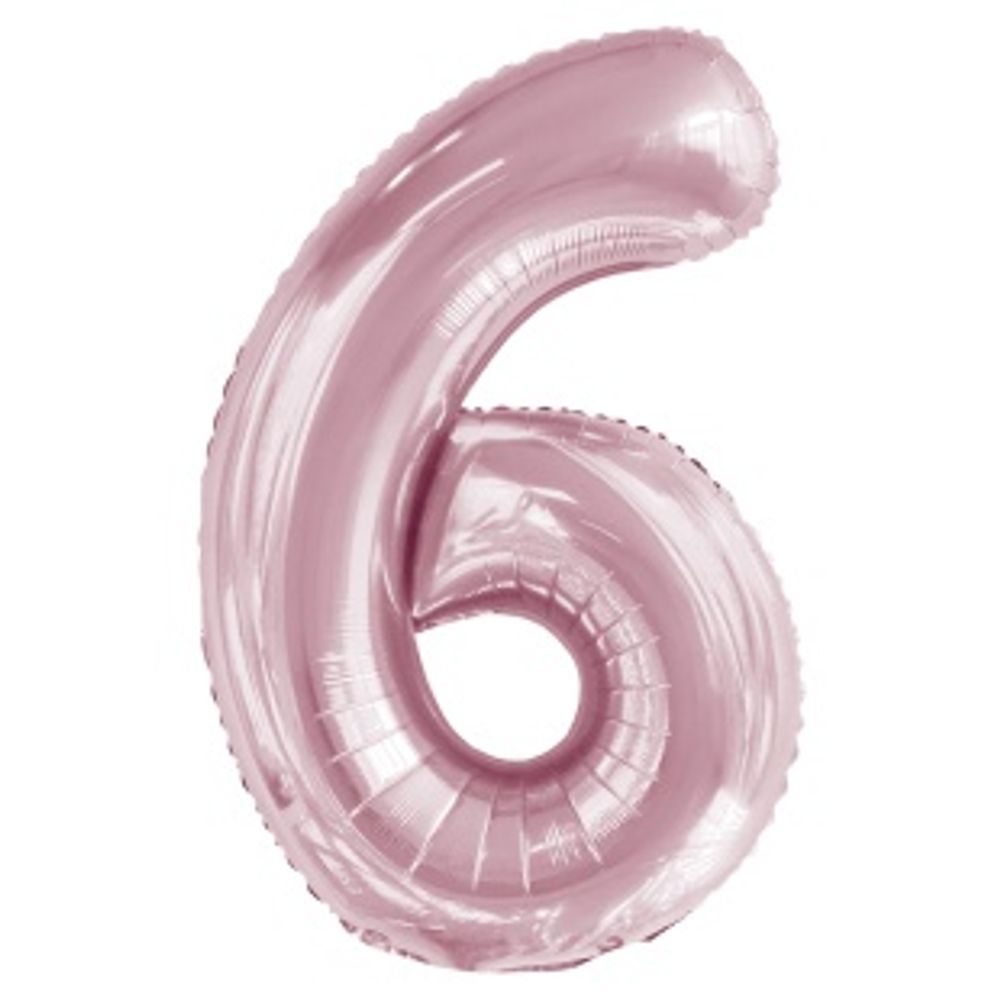К Шар 34'' / 86 см "Цифра 6" Slim Светло розовый (БГ-60)
