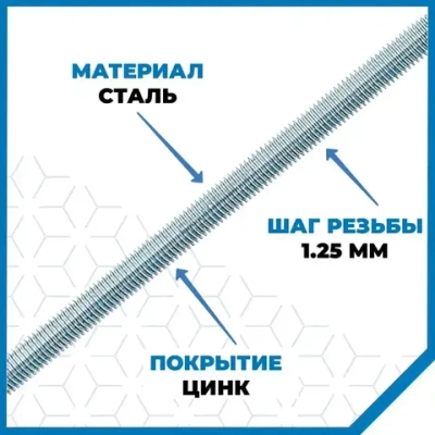 Шпилька (штанга) Стройметиз резьбовая М8х1000, сталь, покрытие - цинк, 1 шт.
