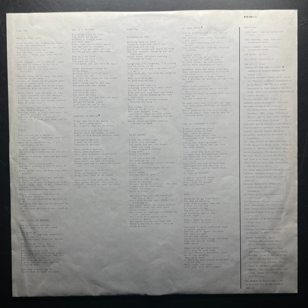 Berlin ‎– Love Life (Германия 1984г.)