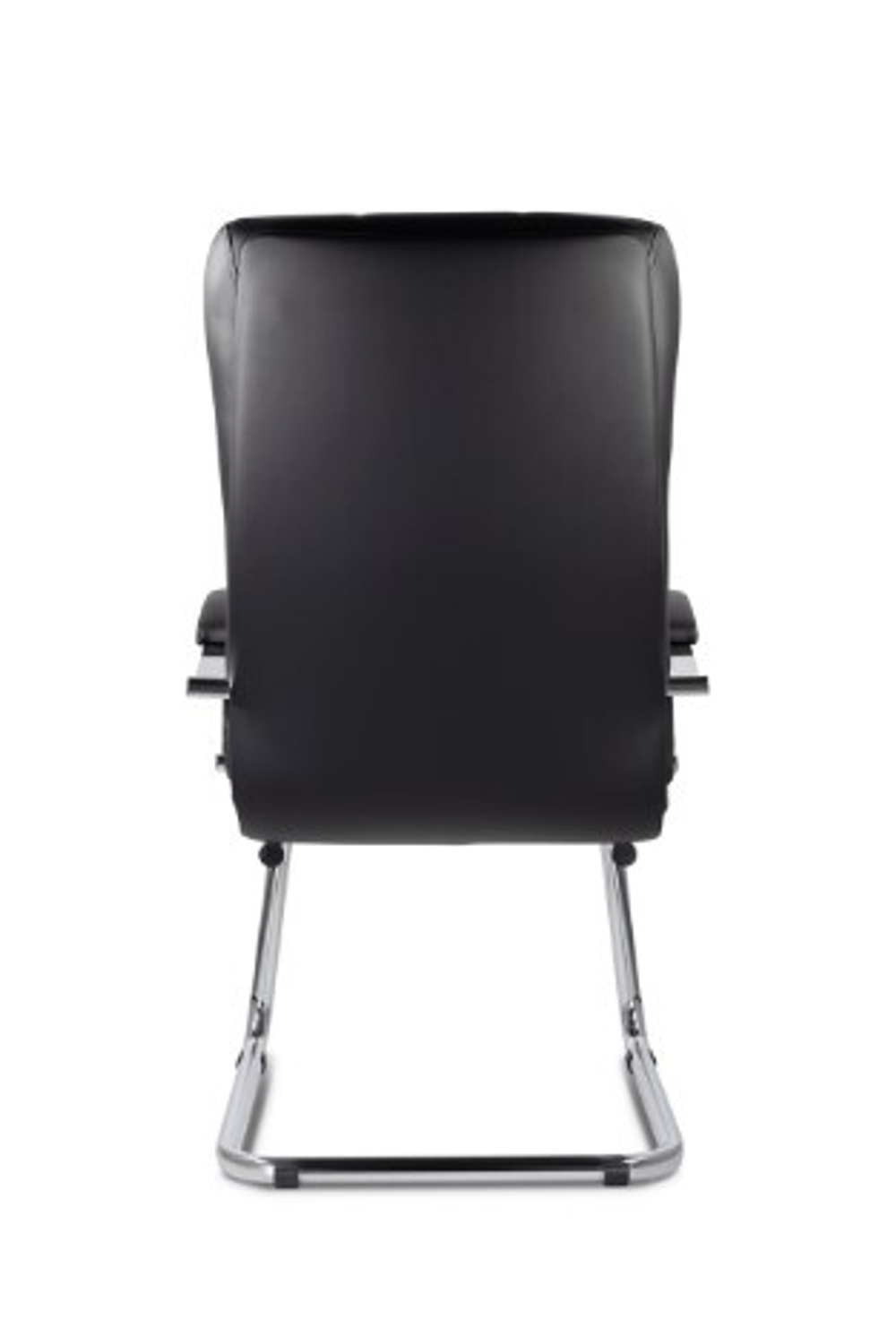 Кресло Атлант, высокая спинка, хром полозья, экокожа Santorini, черное