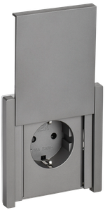 FORTE&PIANO Розетка 1-местная с заземлением с защитными шторками и крышкой безвинтовое крепление 16А IP44 FP519 сталь IEK