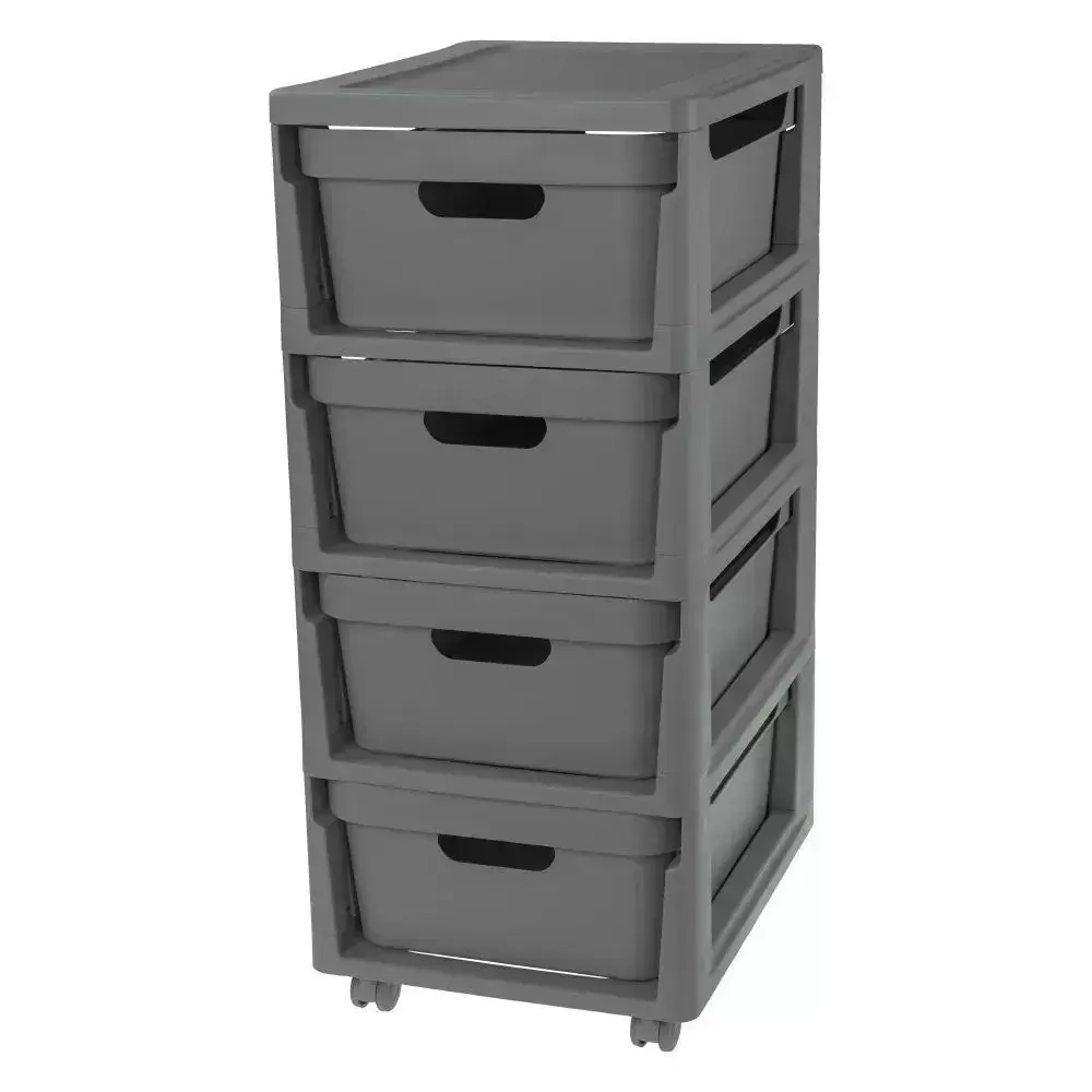 Комод на колесах luxe, 4 ящика, 300х690 мм (серый)