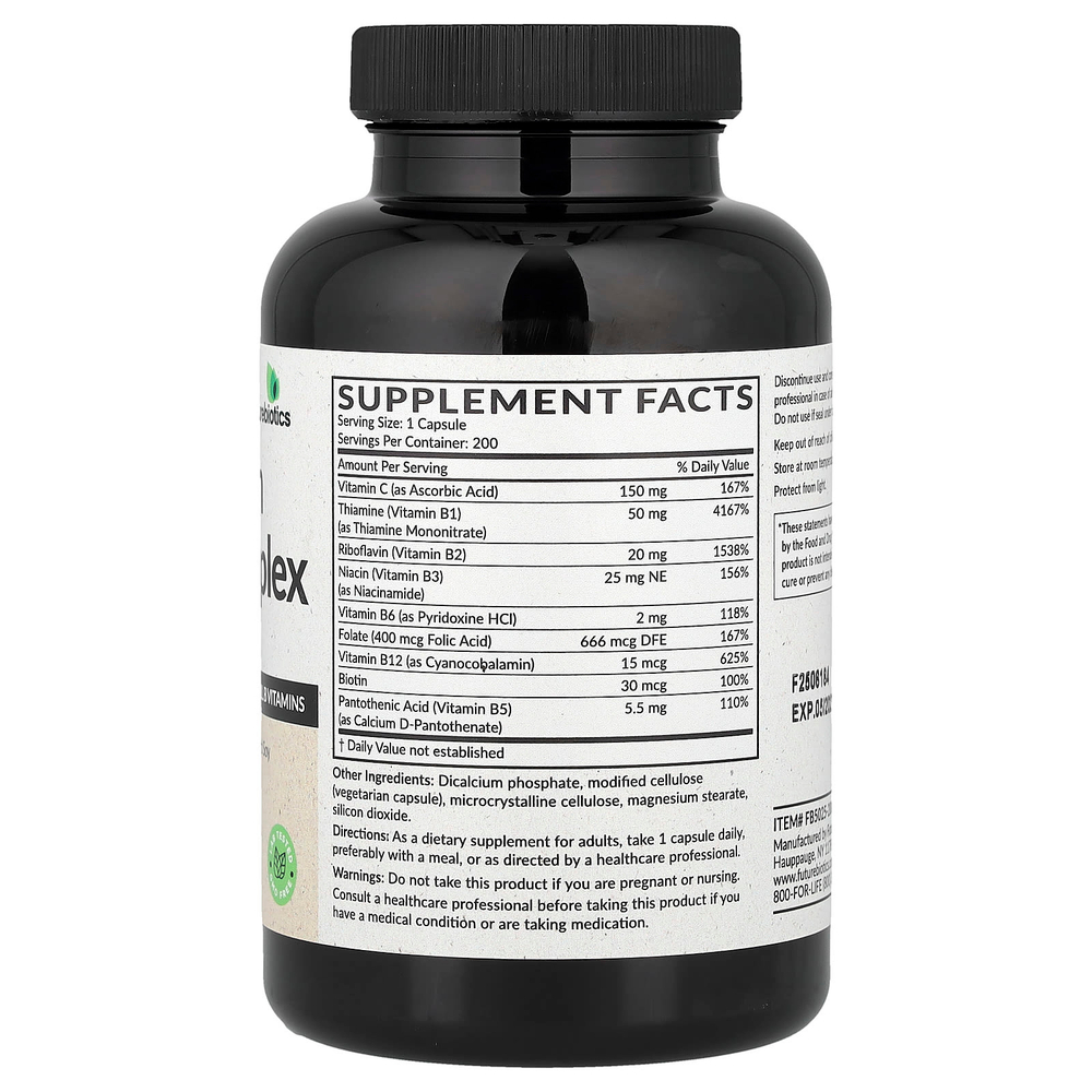 Futurebiotics, комплекс витаминов группы B с витамином C, 200 вегетарианских капсул