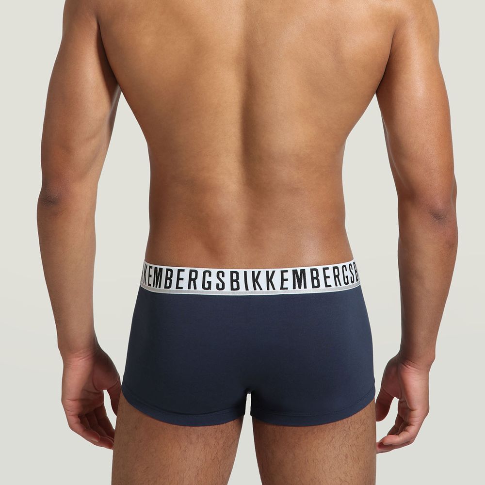 Мужские трусы хипсы набор 3 в 1 темно-синие с белой резинкой Bikkembergs BKK1UTR01TR0055