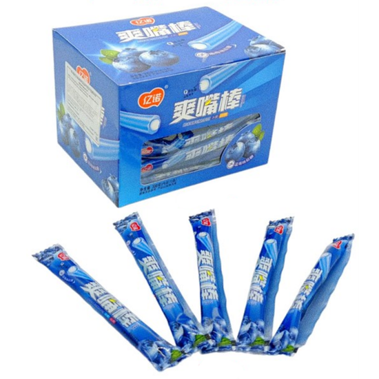 Конфеты жевательные Yinuo трубочки с начинкой Черника, 4 гр