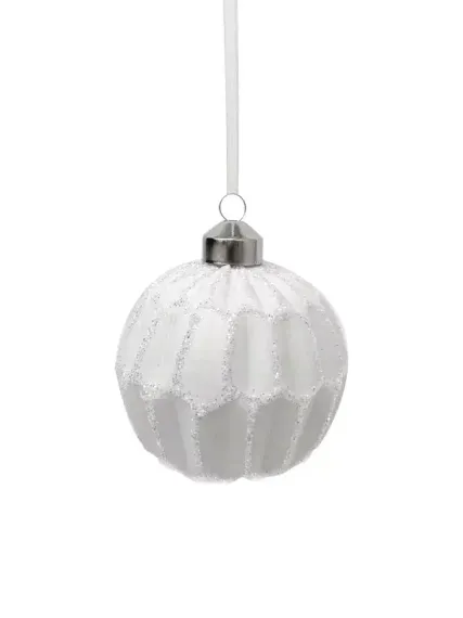 Набор винтажных стеклянных шаров Белый танец 80 мм., белый, 9 шт., Christmas DeLuxe (13038)