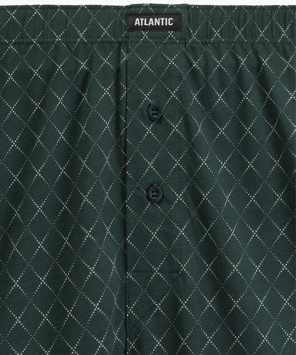 Мужские трусы боксеры Atlantic, набор из 2 шт., хлопок, тёмно-синие + зелёные, 2MBX-077