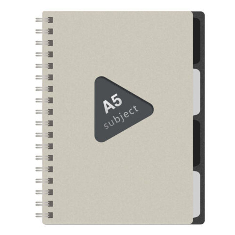 Тетрадь обложка пластик, А5 80 л., гребень, 4 съемных разделителя, клетка, BRAUBERG, бежевый, 405366