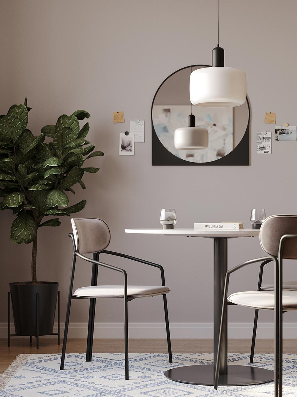 Стул LATITUDE Ror, Round, велюр, черный/серый