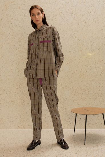 Рубашка 56398 Бордовый клетка