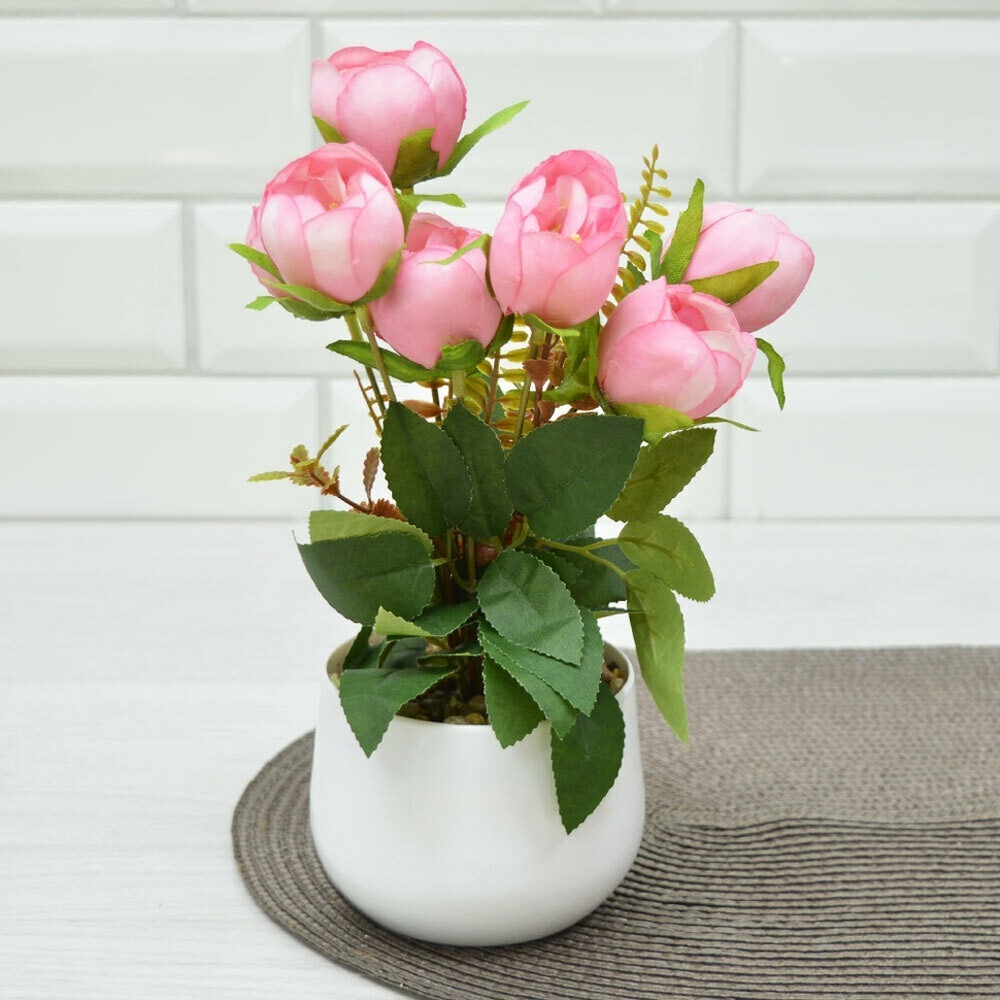 Цветы искусственные в кашпо, PP, PVC