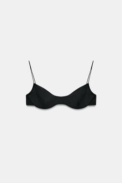 ZARA ОДНОТОННЫЙ ТОП-БИКИНИ НА КОСТОЧКАХ, ЧЕРНЫЙ