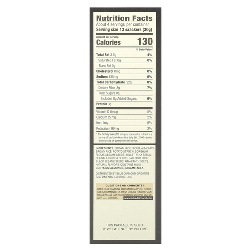Blue Diamond, Almonds, Artisan Nut-Thins, снэки с рисовыми крекерами, несколько семян, 120,5 г (4,25 унции)
