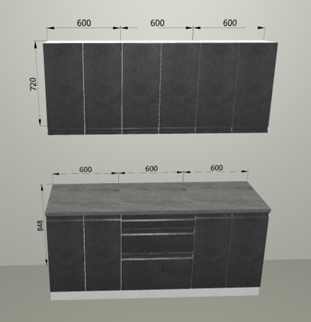 Модульная кухня "Бронкс" 1,8м Бетон