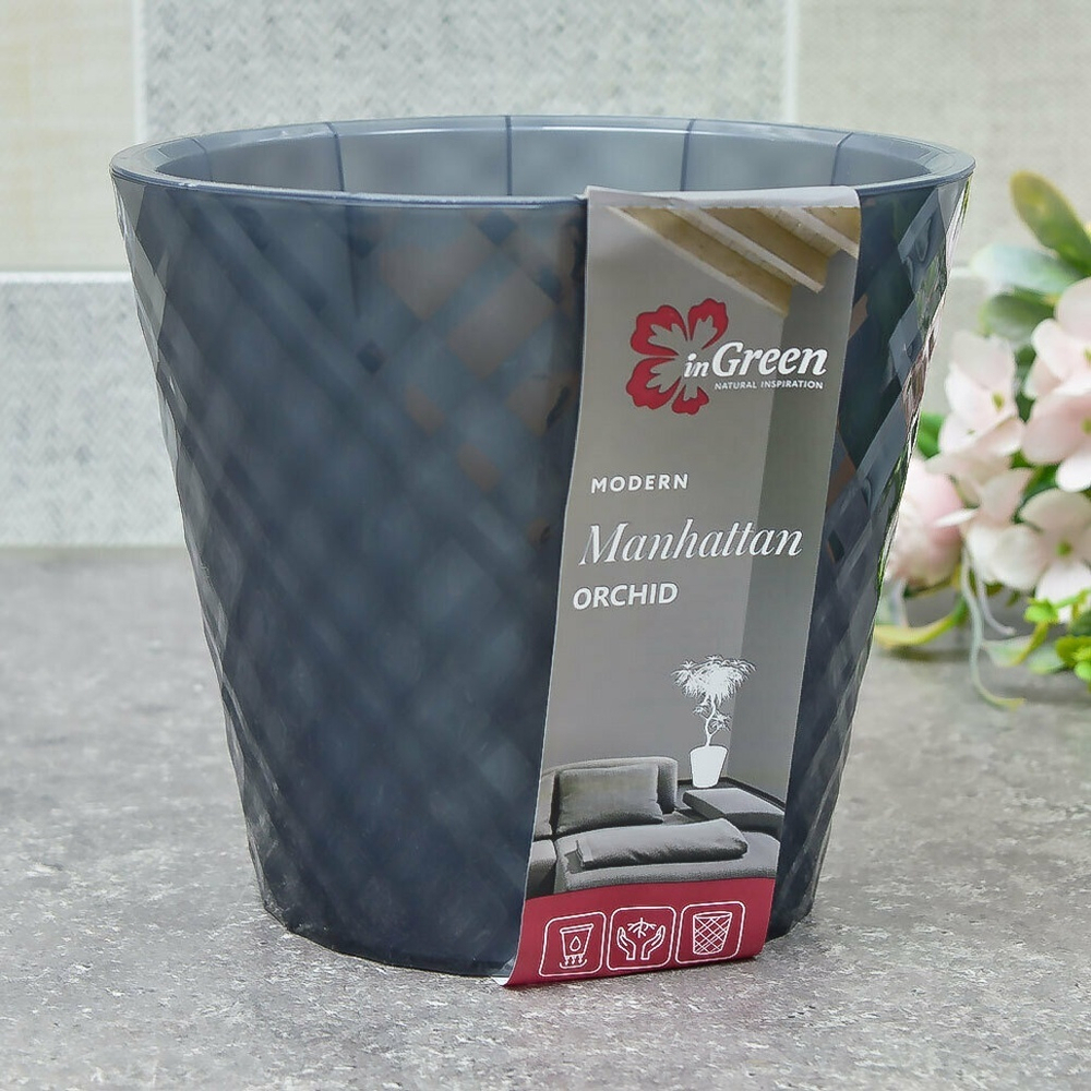 Горшок цветочный Manhattan Orchid 1,6л D160мм c дренажной вставкой, ночная река