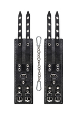 Черные кожаные оковы с двумя ремнями и красной подкладкой (Цвет: черный с красным)