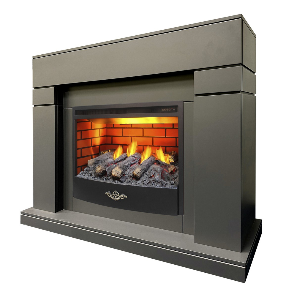 Электрокамин RealFlame Lindelse 25,5/26 GR серый c очагом 3D Firestar 25,5