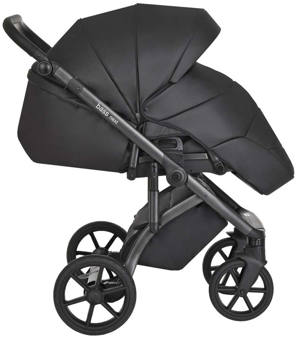 Детская коляска Roan Bass Next Кожа 2 в 1 RN088/1 Black/Black