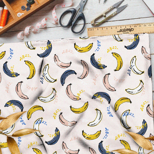 Ткань шелк Армани разноцветные бананы