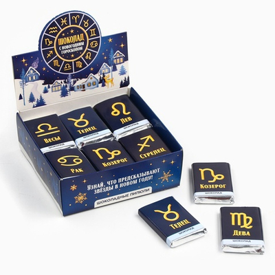 Шоколад новогодний «Гороскоп», в шоубоксе, 12 гр.