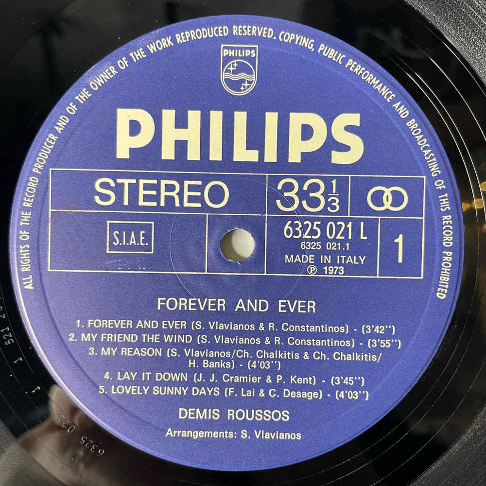 Винтажная виниловая пластинка LP D mis Roussos Forever And Ever (Италия 1973) Good Bye My Love Good Bye