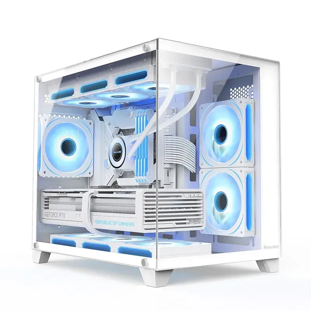 Компьютерный корпус Huntkey S960 StormX, Без БП, 0.6mm, 2xUSB2.0, 1xUSB3.0, HD-Audio, mATX, White