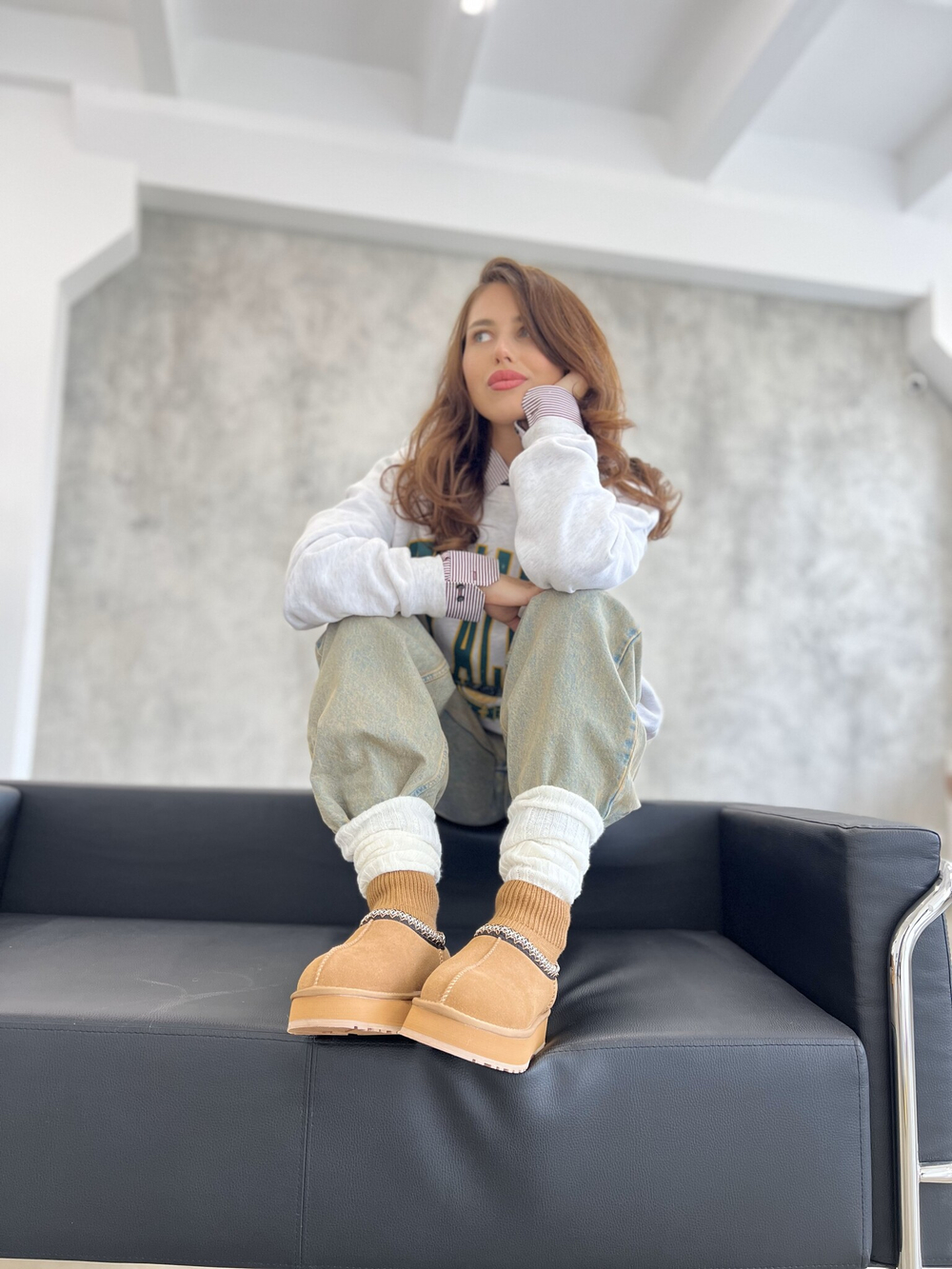 Угги из натуральной замши с носочком