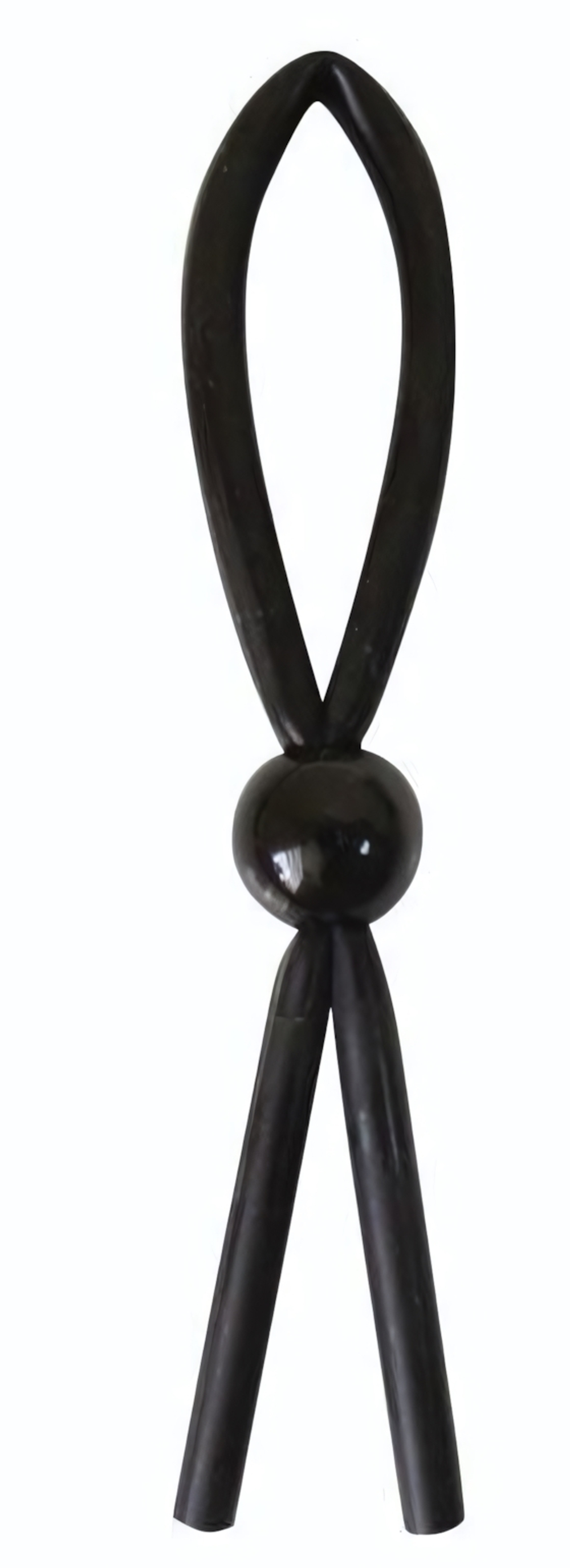 Черное силиконовое эрекционное кольцо-лассо (Цвет: черный)