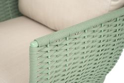 "Фиджи" кресло плетеное из роупа, каркас алюминий (RAL6021) глянец, роуп зеленый (4204) круглый tex/KT18-0024, 15 мм tex, ткань Mossle бежевая