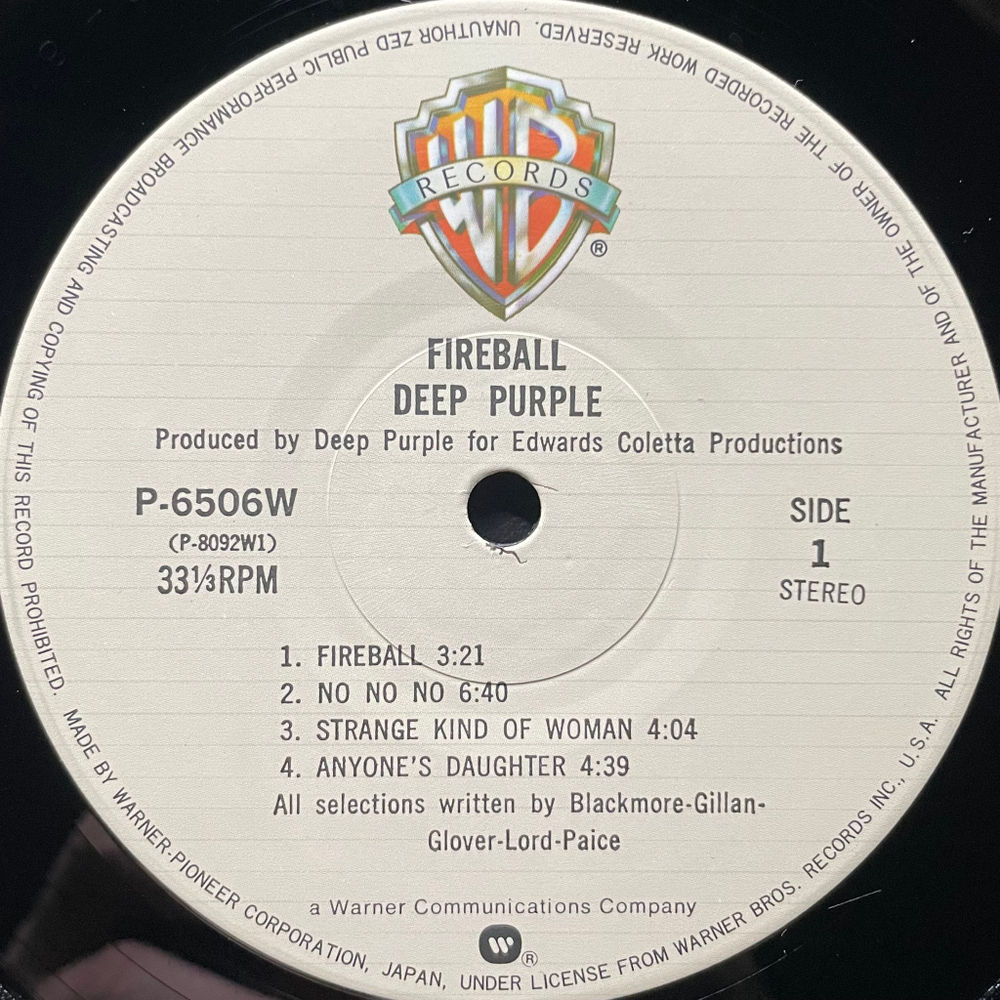 Deep Purple ‎– Fireball (Япония 1979г.)