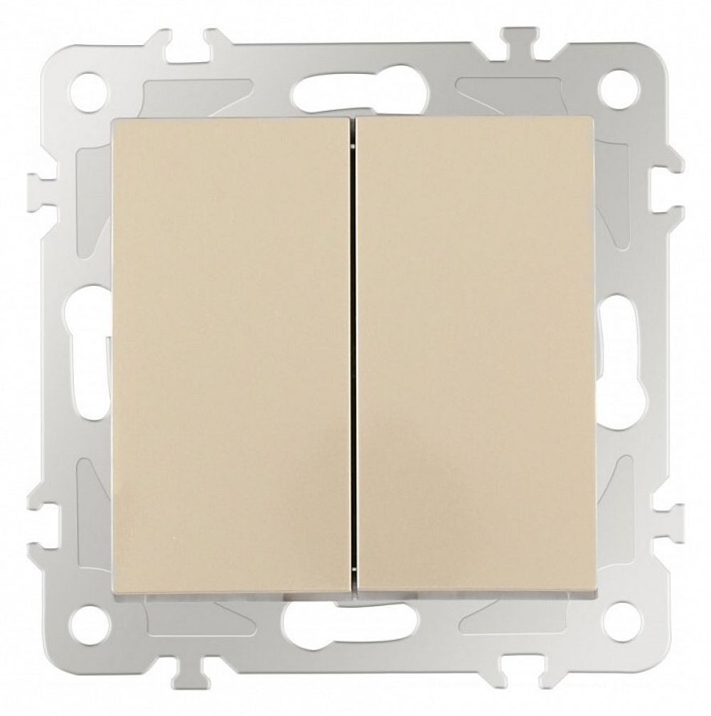 Выключатель проходной двухклавишный без рамки Arte Milano 206 206.32-2.shampan