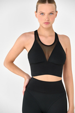 Топ-бра фигурным декольте с чашками с сеткой