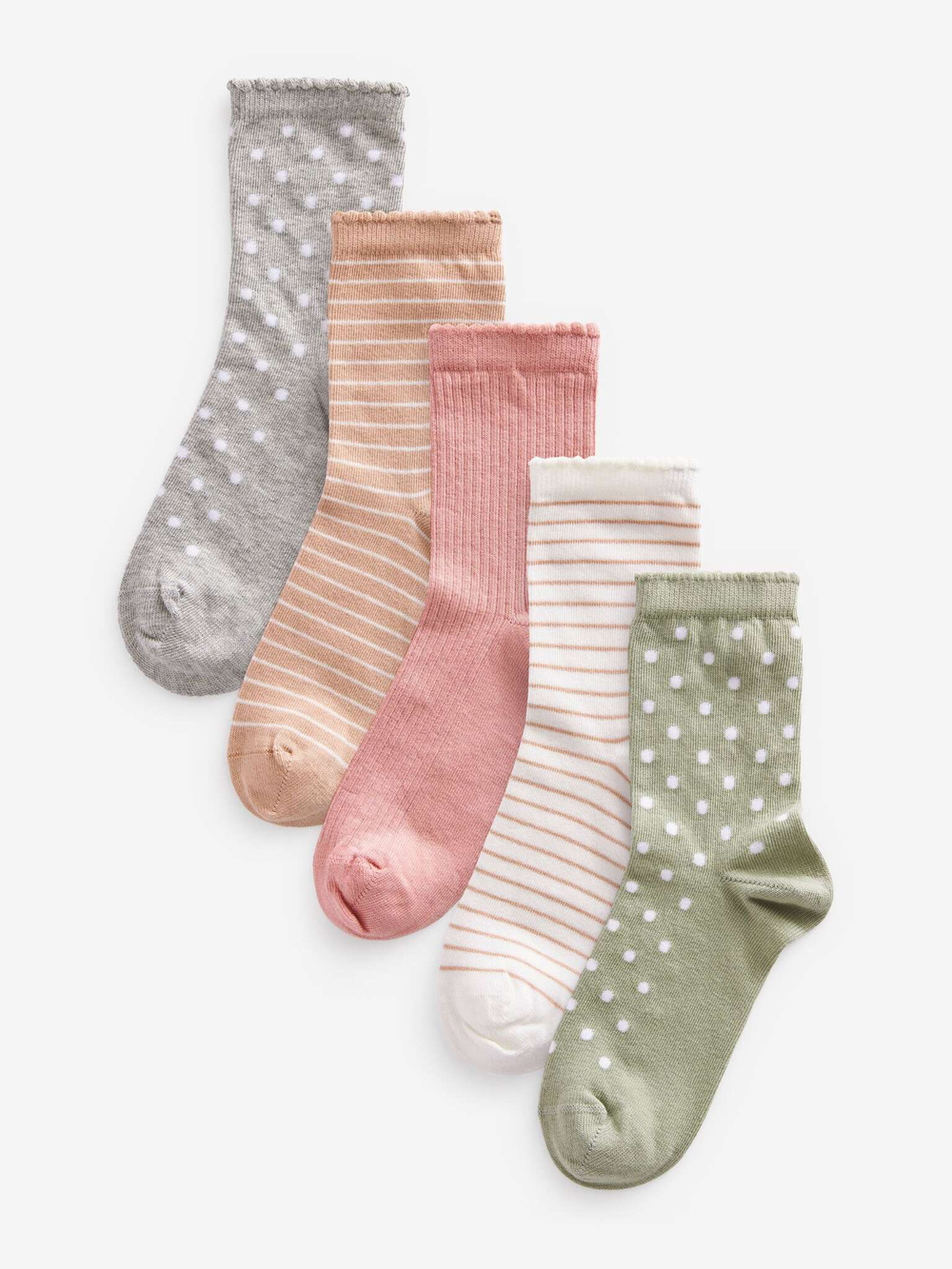 Носки хлопоквые для девочки Next D86-401, 5 шт., Розовый, Бежевый, Хаки