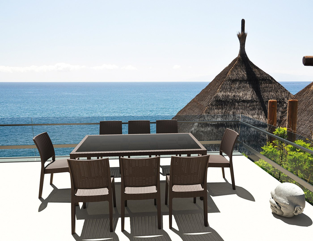 Стол пластиковый плетеный Siesta Contract Tahiti, коричневый