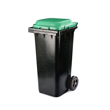 Бак для мусора Альтернатива, на колесах, 120 л, черно-зеленый