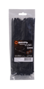 Хомуты нейлоновые (стяжки) черные 100 шт. Вихрь 3,6*200 Ч