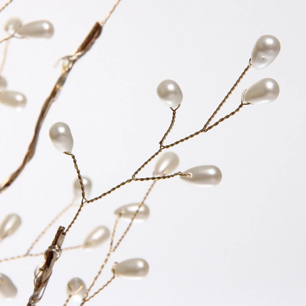 Дерево декоративное «Жемчужная ночь» 50 см (работает от батареек - 3АА), Белый (свечение- Теплый белый)