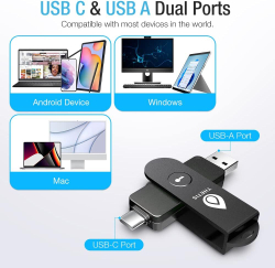 Thetis Pro FIDO2 Security Key — Ключ безопасности с NFC и двойными портами (USB-A/USB-C) Двухфакторная аутентификация для многоуровневой защиты (HOTP) в Windows/macOS/Linux, Gmail, Facebook, Dropbox, GitHub