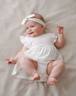 Платье-боди с крылышками "Молоко" из ажурного хлопка 0+