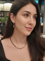 Колье авторское ручной работы из раухтопаза и речного жемчуга "Дымка"