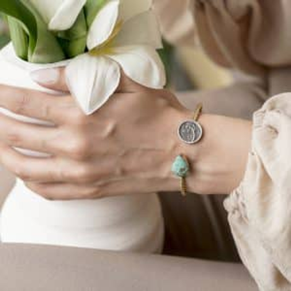 Серебрянный браслет с бирюзой Arte Abi Bi Payan 20220410 Иран