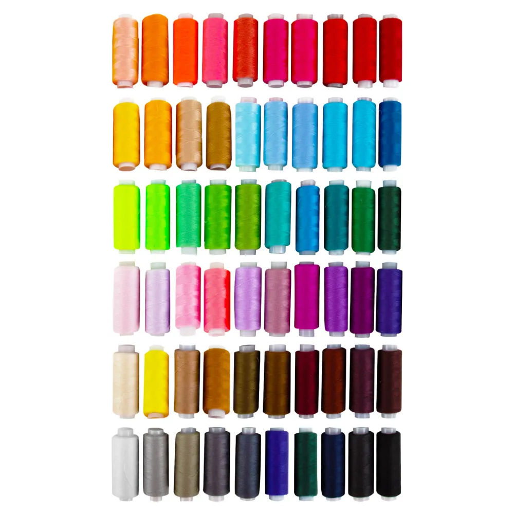 Нитки швейные 40/2, 200 м, полиэстер, НАБОР 60 цветов, DEVELIA (Девелиа), 609629