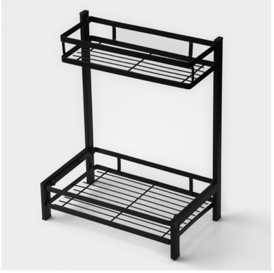 Полка для кухни 2-х ярусная Доляна, 33,5×20,5×39 см, цвет чёрный