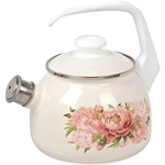 Чайник эмалированный 2,5л «Букет пионов» со свистком С-2711АП/4