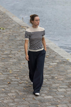 ZARA ПОЛОСАТЫЙ ТРИКОТАЖНЫЙ ТОП С ОБОРКАМИ, ПОЛОСКИ